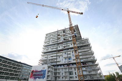 Wohnturm „Taborama“ im Wiener Nordbahnviertel feiert Dachgleiche